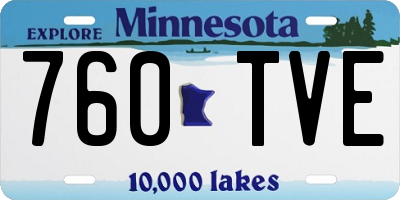 MN license plate 760TVE