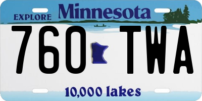 MN license plate 760TWA