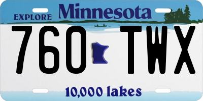 MN license plate 760TWX