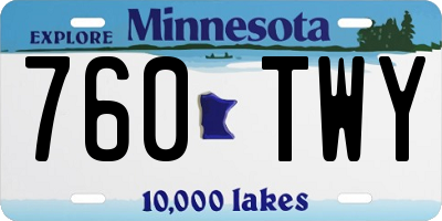 MN license plate 760TWY