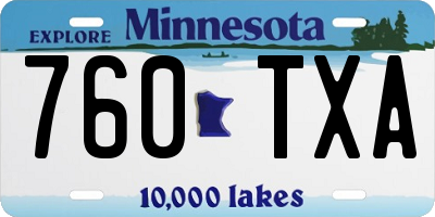 MN license plate 760TXA