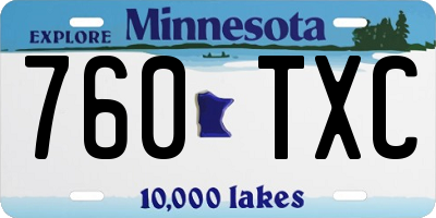 MN license plate 760TXC
