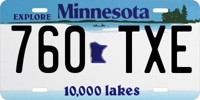 MN license plate 760TXE