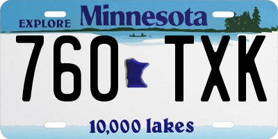 MN license plate 760TXK