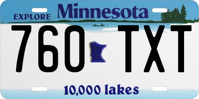 MN license plate 760TXT