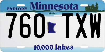 MN license plate 760TXW