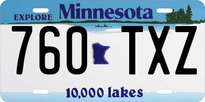 MN license plate 760TXZ