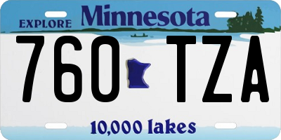 MN license plate 760TZA