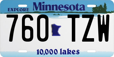 MN license plate 760TZW