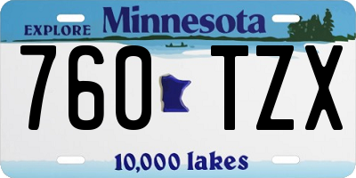 MN license plate 760TZX