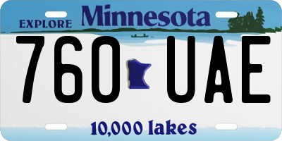 MN license plate 760UAE