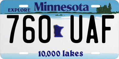 MN license plate 760UAF