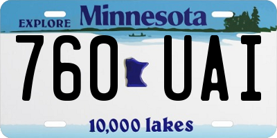 MN license plate 760UAI