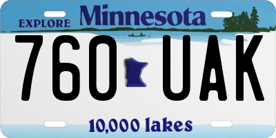 MN license plate 760UAK