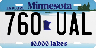 MN license plate 760UAL