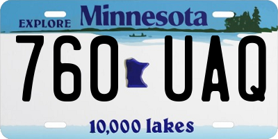 MN license plate 760UAQ