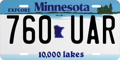 MN license plate 760UAR