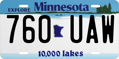 MN license plate 760UAW