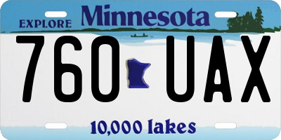MN license plate 760UAX