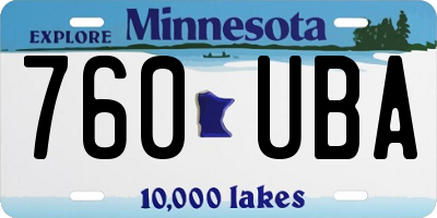 MN license plate 760UBA