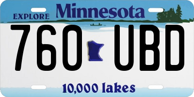MN license plate 760UBD