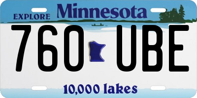 MN license plate 760UBE