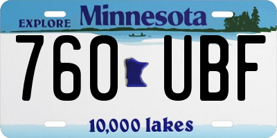 MN license plate 760UBF