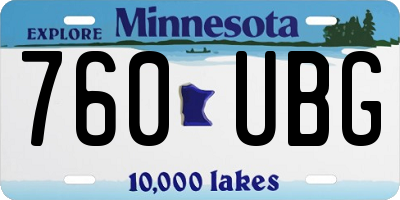 MN license plate 760UBG