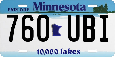 MN license plate 760UBI