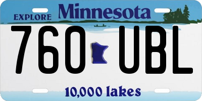 MN license plate 760UBL