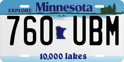 MN license plate 760UBM