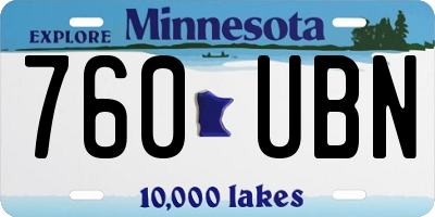 MN license plate 760UBN