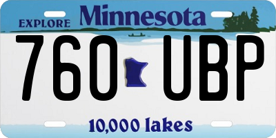MN license plate 760UBP