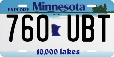 MN license plate 760UBT