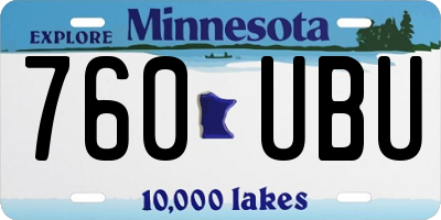 MN license plate 760UBU
