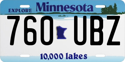 MN license plate 760UBZ