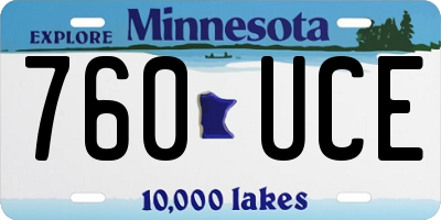 MN license plate 760UCE