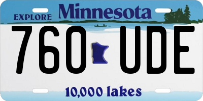 MN license plate 760UDE