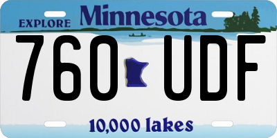 MN license plate 760UDF
