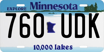 MN license plate 760UDK