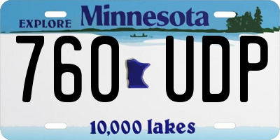 MN license plate 760UDP