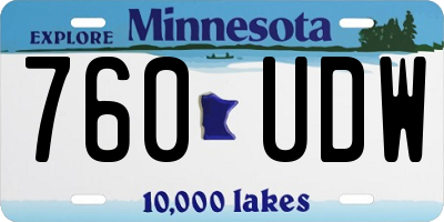 MN license plate 760UDW