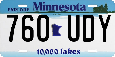 MN license plate 760UDY