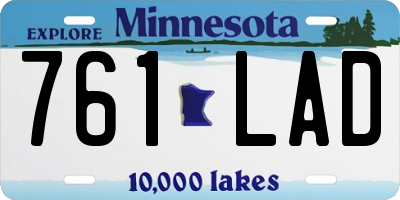 MN license plate 761LAD