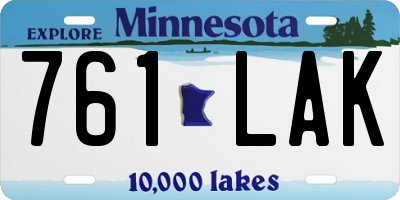 MN license plate 761LAK