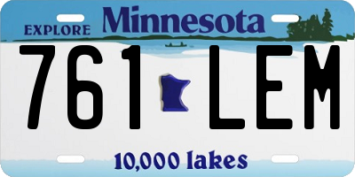 MN license plate 761LEM