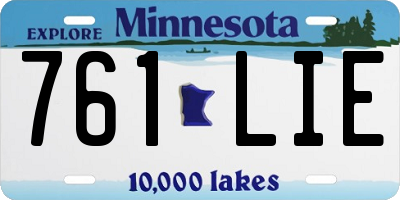 MN license plate 761LIE