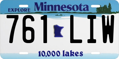 MN license plate 761LIW