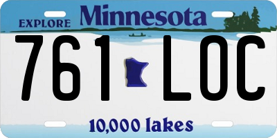 MN license plate 761LOC
