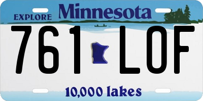 MN license plate 761LOF